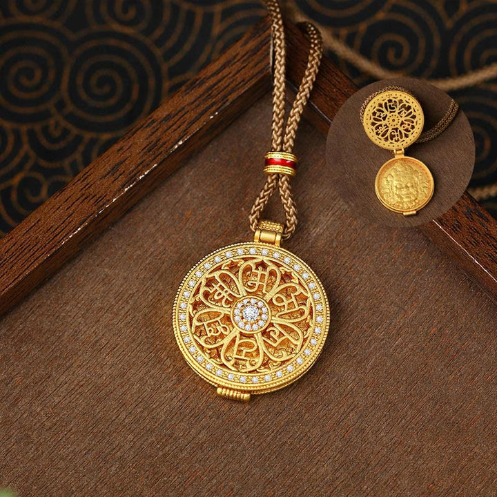 Runder goldener Anhänger Kette Kupfer Wohlstand Glück Schmuckstück