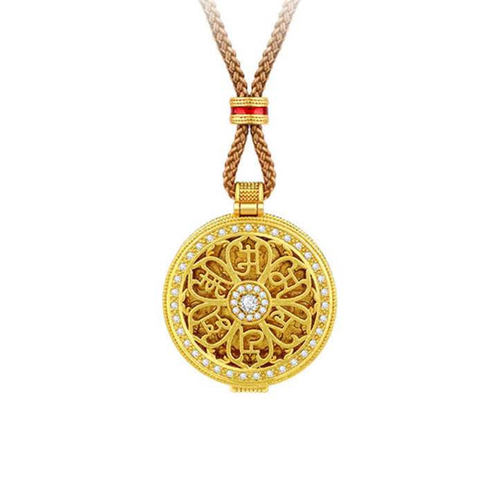 Goldener Anhänger Kette Kupfer Wohlstand Buddha Symbol Naturstein