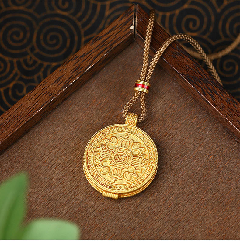 Goldener buddhistischer Anhänger Kette Kupfer Wohlstand Meditation Natur