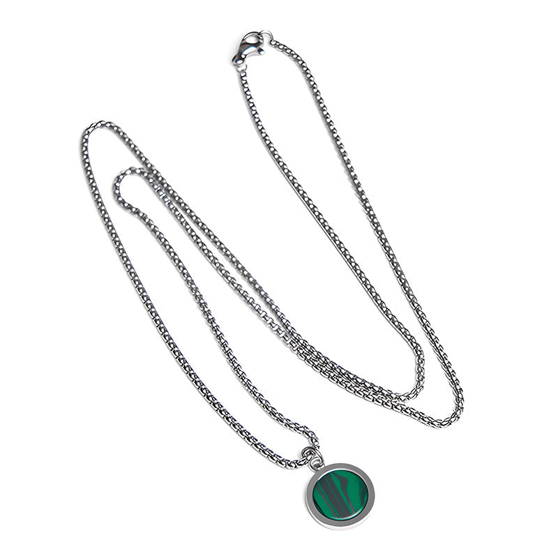 Silberkette mit grünem Malachit Anhänger Naturstein Schmuck elegant
