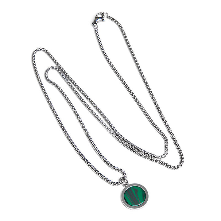 Silberkette mit grünem Malachit Anhänger Naturstein Schmuck elegant