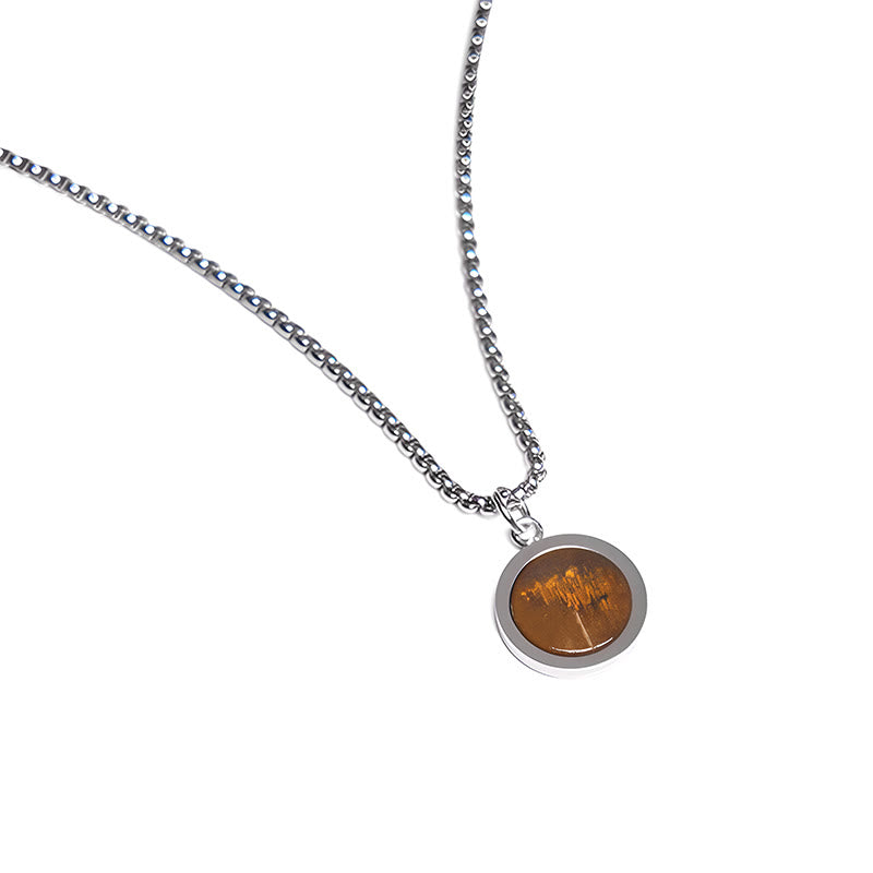 Tigerauge Kette mit silberner Kettenglieder Naturstein Anhänger Schmuck