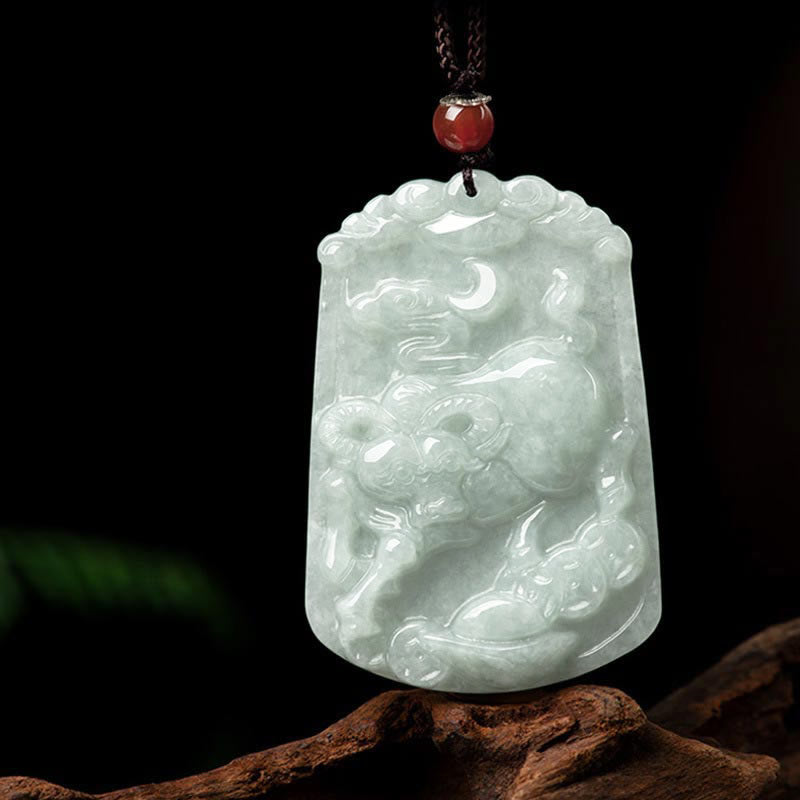 Kette Jade Tierkreis-Drachen Anhänger Wohlstand Glück Naturstein