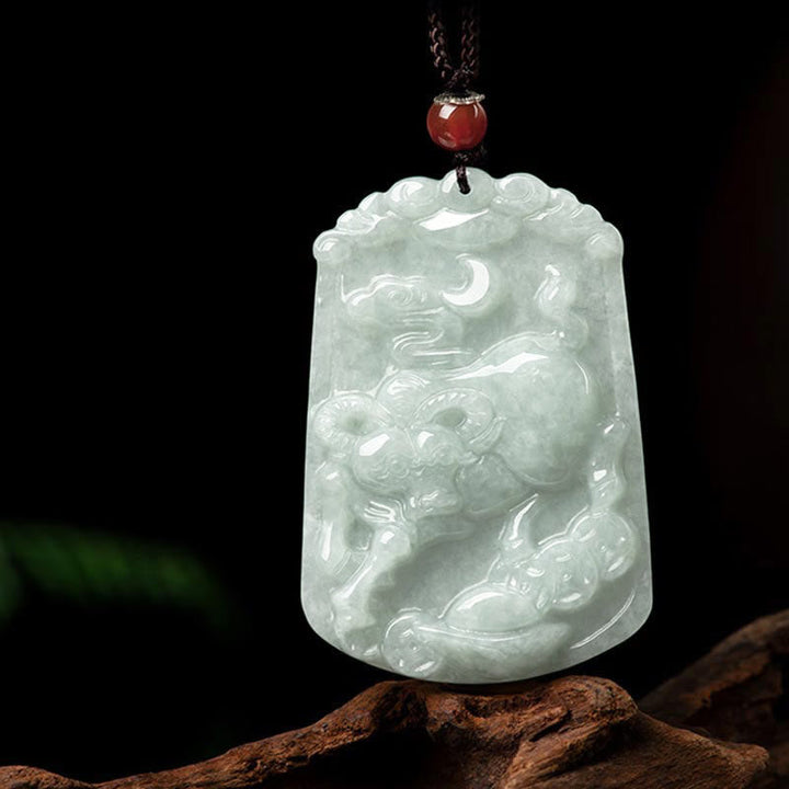 Kette Jade Tierkreis-Drachen Anhänger Wohlstand Glück Naturstein