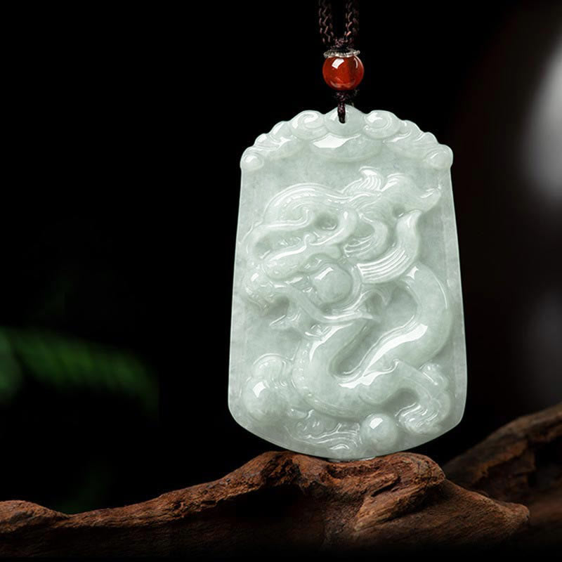 Kette Jade Tierkreis-Drachen Anhänger – Wohlstand Glück Naturstein