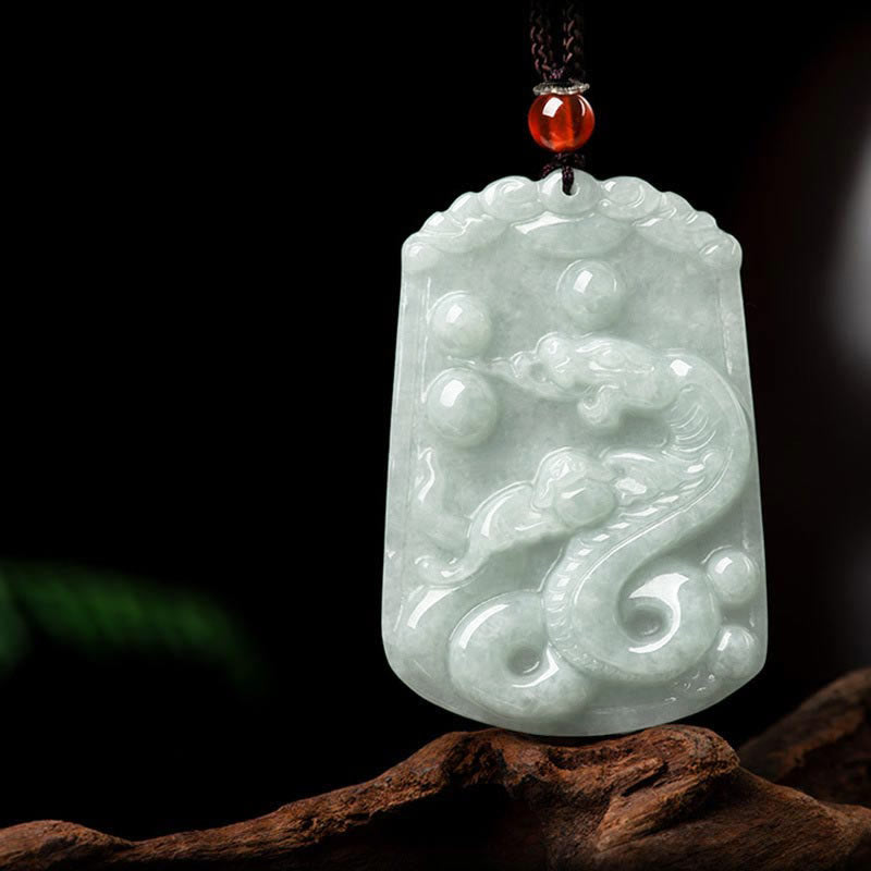 Kette Jade Tierkreis-Drachen – Wohlstand & Glück Anhänger grüner Stein