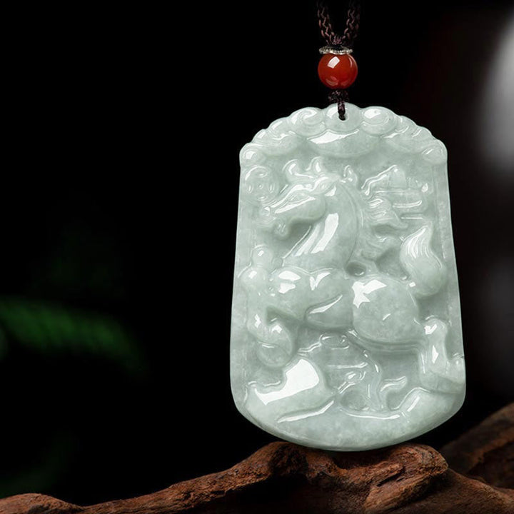 Kette Jade Tierkreis-Drachen Anhänger Wohlstand Glück Naturstein Schmuck