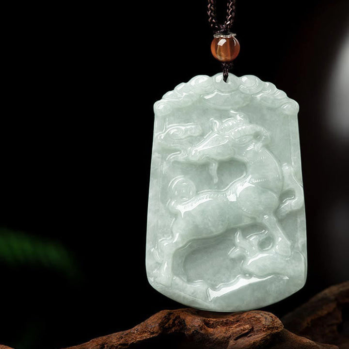 Kette Jade Tierkreis-Drachen Anhänger Wohlstand Glück Naturstein Schmuck