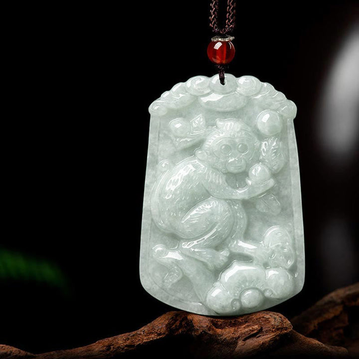 Kette Jade Tierkreis-Drachen Anhänger Wohlstand Glück Naturstein grün