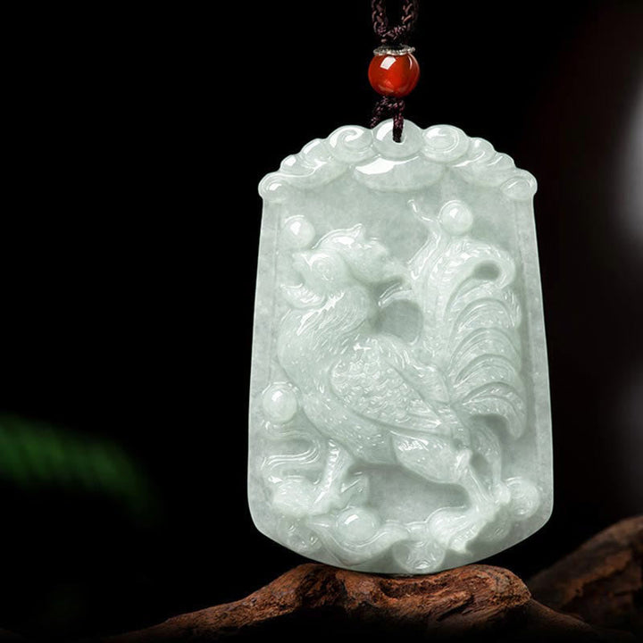 Jade Kette Tierkreis-Drachen Anhänger grüner Naturstein Wohlstand Glück