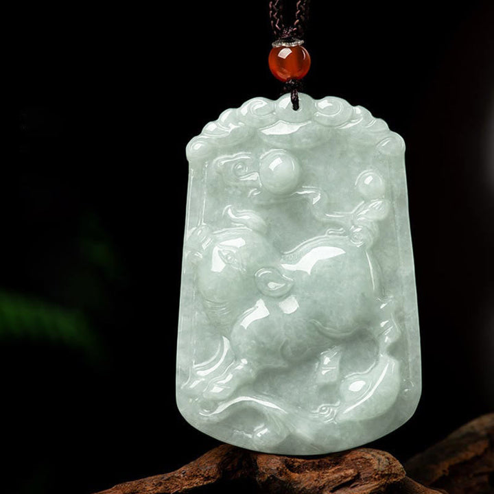 Kette Jade Tierkreis-Drachen Anhänger Wohlstand Glück Naturstein grün