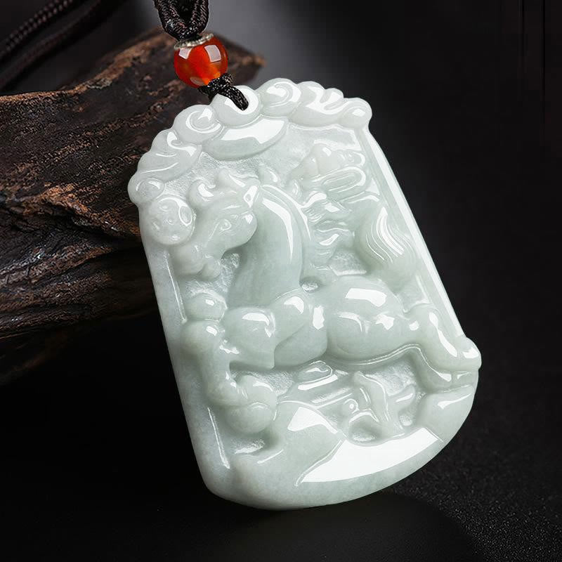 Kette Jade Tierkreis-Drachen Anhänger Wohlstand Glück Naturstein Schmuck