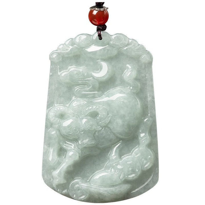 Jade Tierkreis-Drachen Anhänger grüner Naturstein Glück Wohlstand Kette