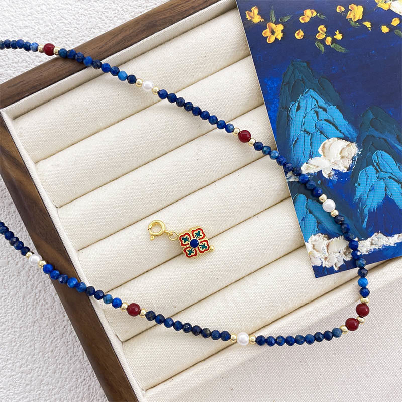 Kette Lazurit Perle Buddha Blaustein Armband Anhänger Schmuck