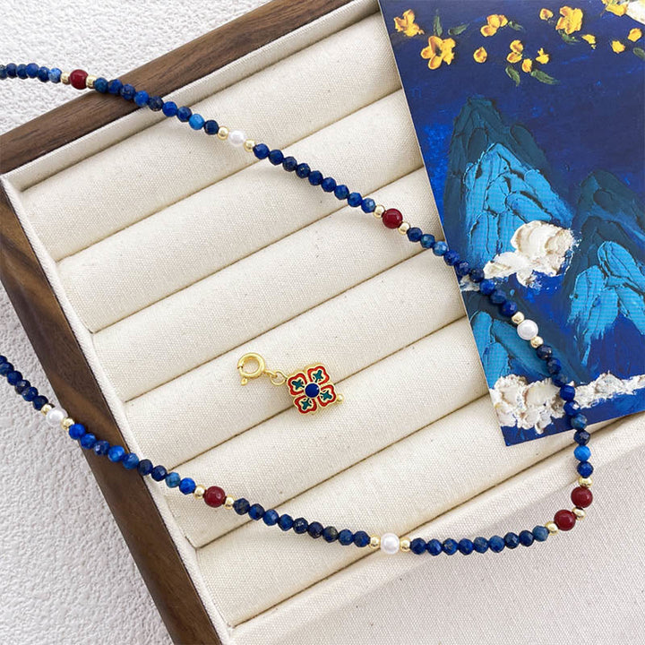 Kette Lazurit Perle Buddha Blaustein Armband Anhänger Schmuck