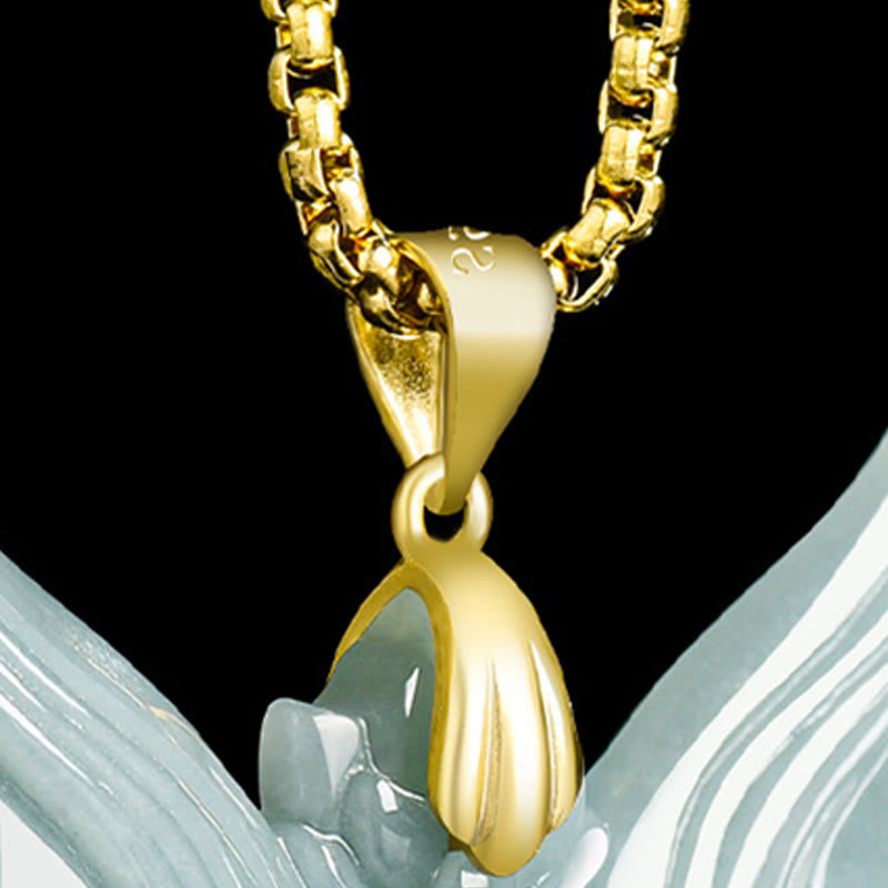 Jade Fuchs-Maske Kette Gold Titanium Steel Anhänger Glück