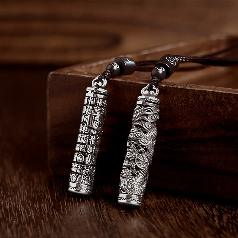 Silber Kette mit Drachen Fu-Zeichen Anhänger Balance Schmuck