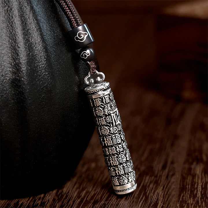 Silber Kette Drachen Fu-Zeichen Anhänger Naturstein elegante Halskette Balance