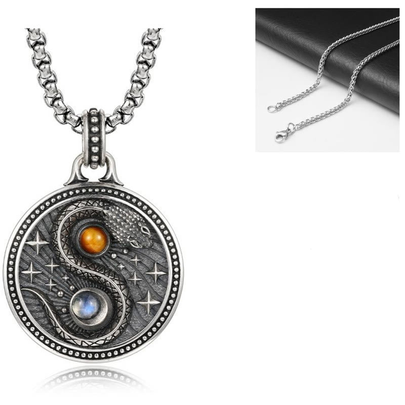 Kette mit Yin Yang Anhänger Wohlstand Steine elegant Schmuck