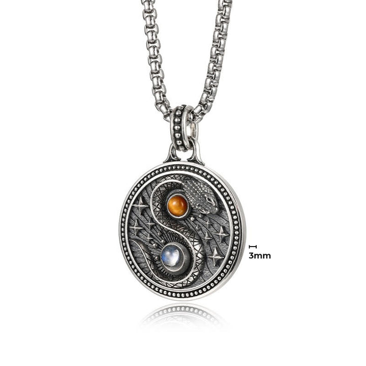 Yin Yang Kette Kupfer Anhänger mit farbigen Steinen Wohlstand
