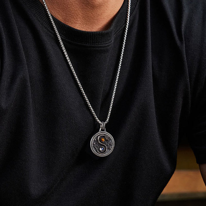 Yin-Yang Kette Kupfer silber Anhänger am Hals getragen Wohlstand