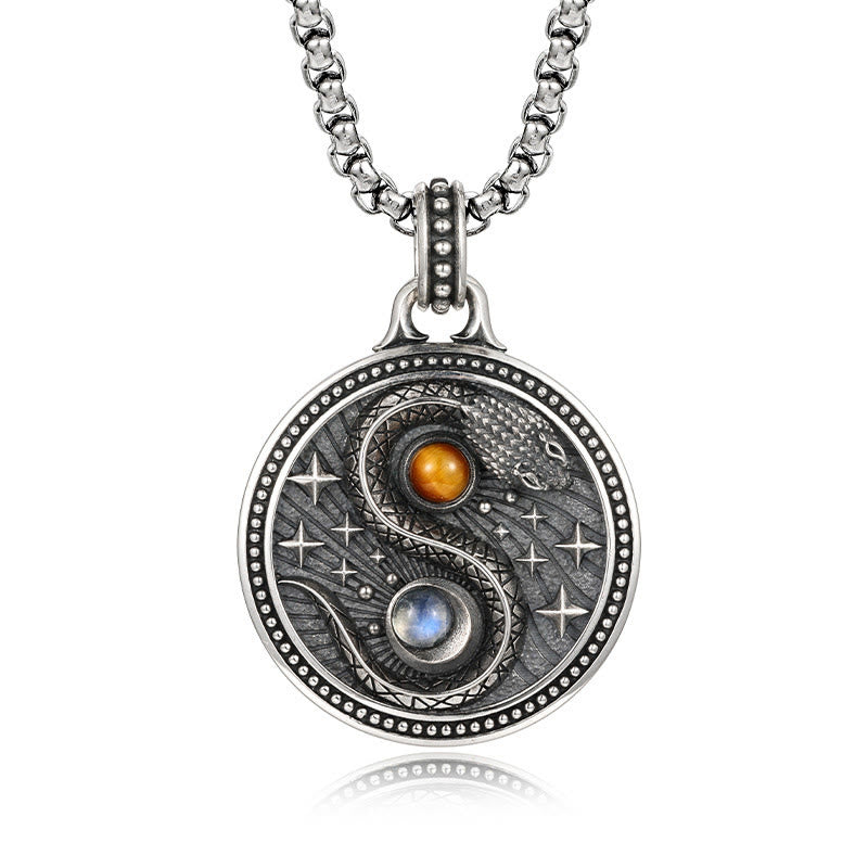 Yin Yang Kette Kupfer Anhänger mit Stein Wohlstand Schutz