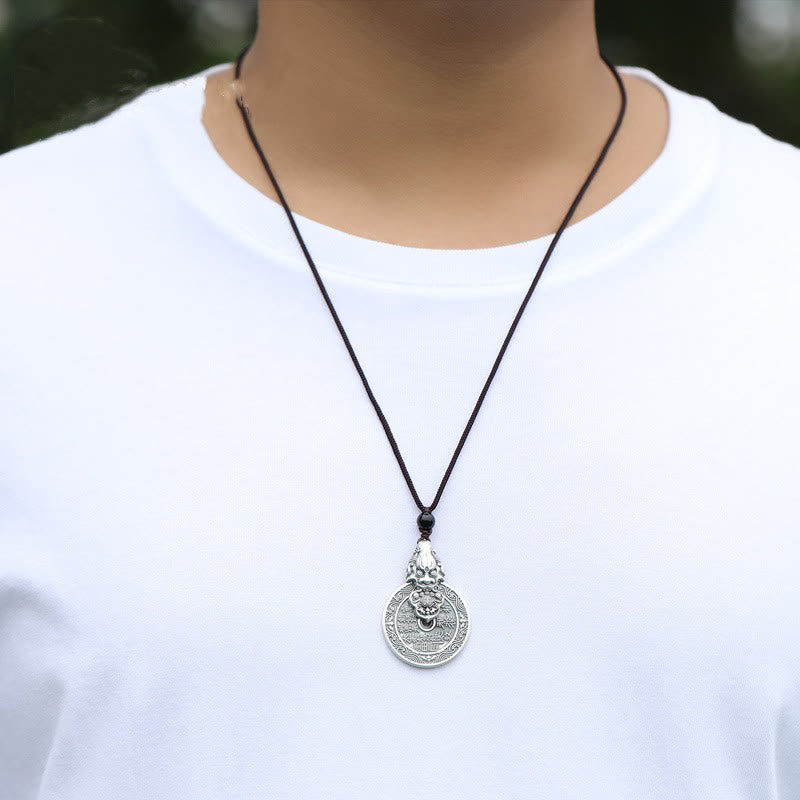 Silber Pixiu Bagua Kette Kupfer Harmonie Anhänger am Hals