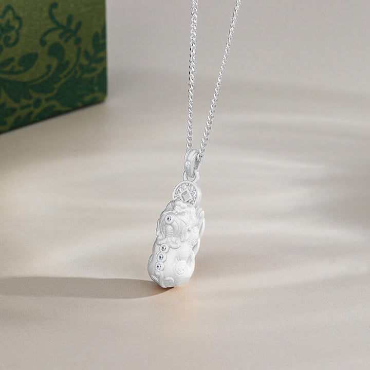 Silber Pixiu Kette Anhänger Wohlstand Bergkristall Vajra weißer Naturstein