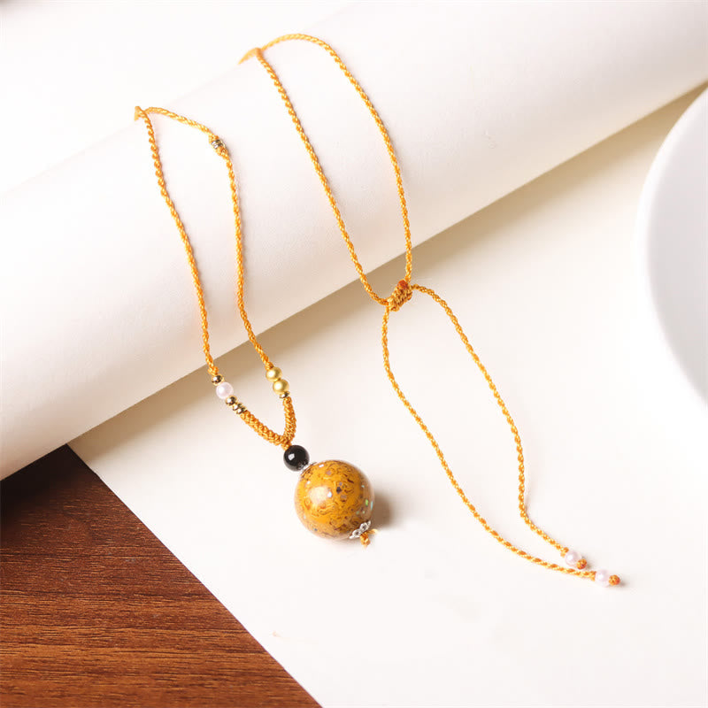 Goldene Kette Ebenholz Perlmutt Buddha Balance Anhänger mit Natursteinen