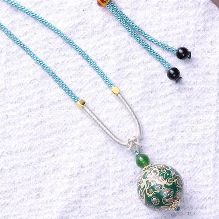 Kette Ebenholz Buddha Lack Anhänger grüne Jade schwarze Perlen