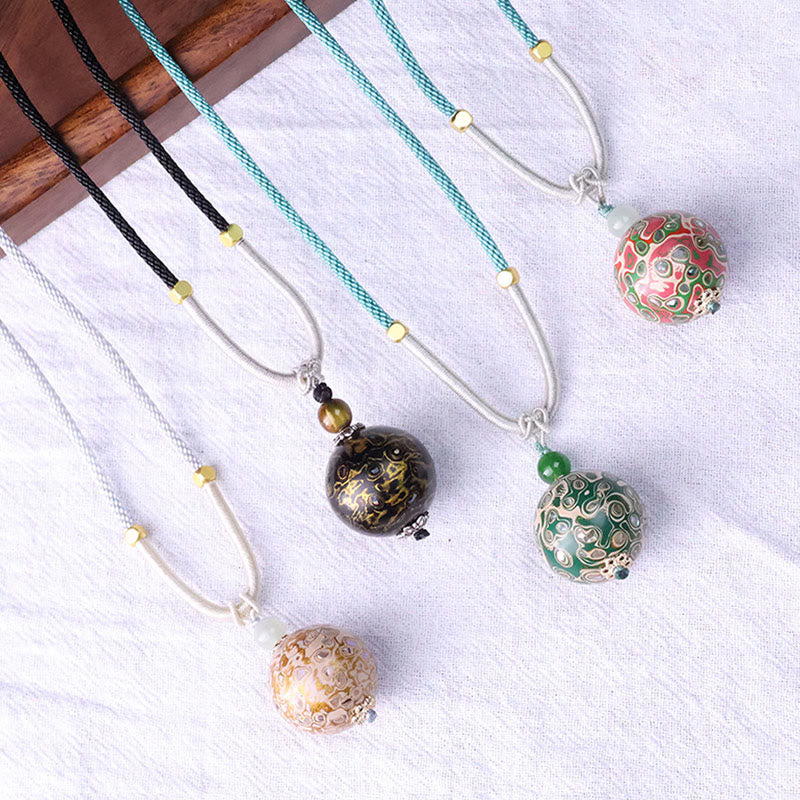 Ebenholz Buddha Kette Lack Anhänger mit Perlen verschiedene Farben