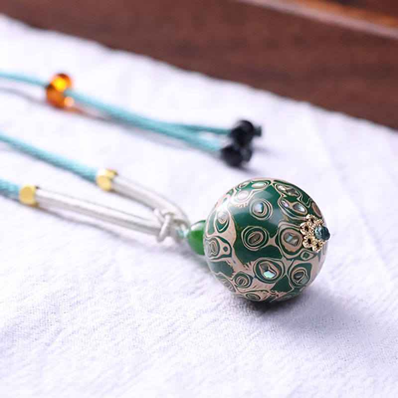 Grüne Buddha Kette Ebenholz Lack Anhänger Perlen Schmuck