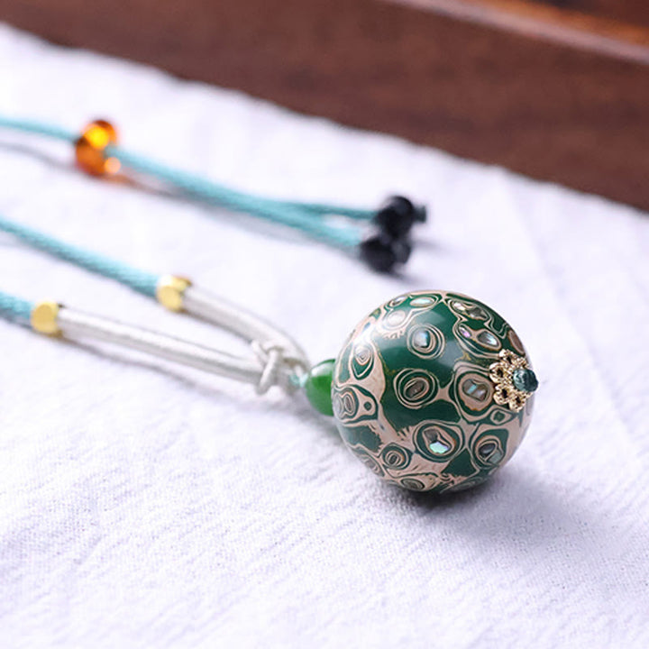 Grüne Buddha Kette Ebenholz Lack Anhänger Perlen Schmuck