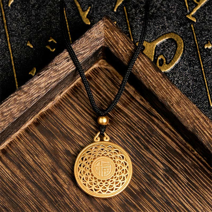 Goldene Kette Kupfer Fu-Zeichen Kompass Anhänger Glück Symbol