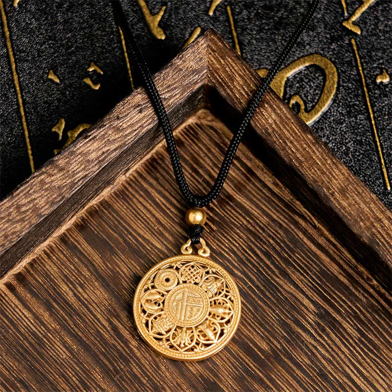 Goldene Kette Kompass Fu-Zeichen Anhänger Glück Symbol eleganter Schmuck
