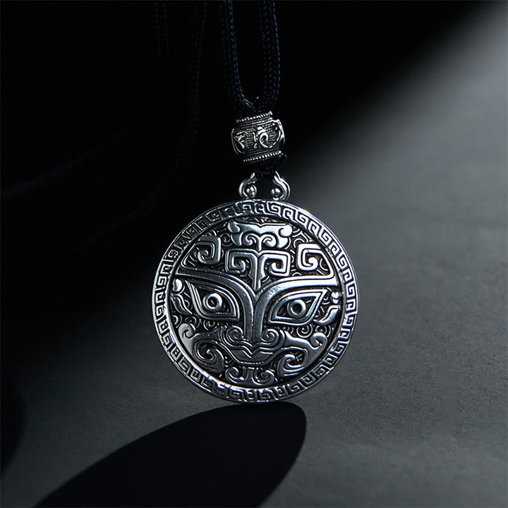 Kette Kupfer Taotie – Wohlstand silberner Anhänger asiatisches Design Schmuck
