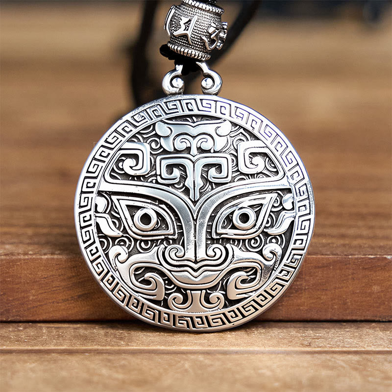 Silberne Kette Kupfer Taotie Wohlstand Anhänger eleganter Schmuck