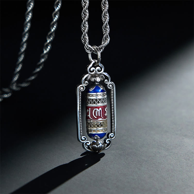 Tibetische Kette Kupfer Glücksrad Vintage spiritueller Anhänger elegant