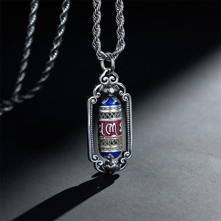 Tibetische Kette Kupfer Glücksrad Vintage spiritueller Anhänger elegant