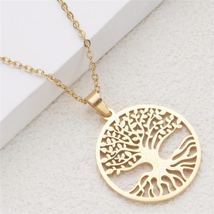 Goldene Lebensbaum Kette Titanium Steel Erleuchtung Anhänger Symbol