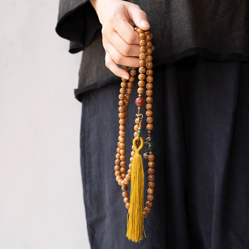 Mala Bodhi Frieden Balance Holzperlen Quaste Meditation Spirituell Handgelenk