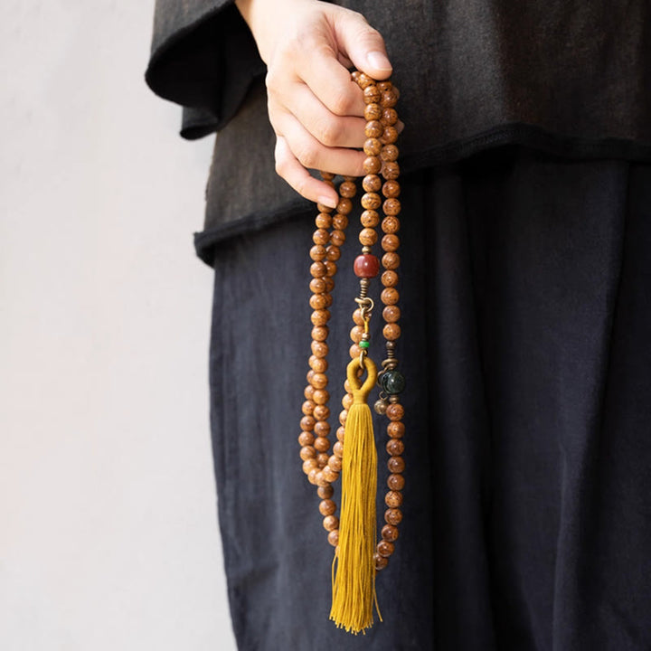 Mala Bodhi Frieden Balance Holzperlen Quaste Meditation Spirituell Handgelenk