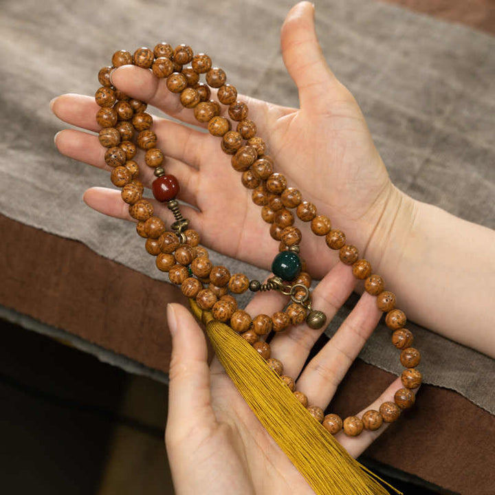Mala Bodhi Frieden Balance Holzperlen Quaste Yoga Meditation Armband