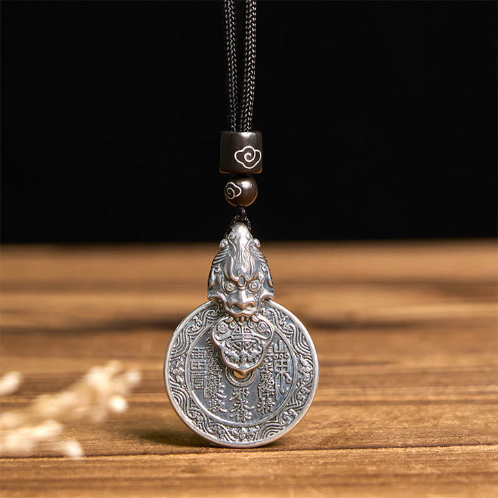 Silberne Kette Kupfer Pixiu Bagua Anhänger heilige Glückssymbole Harmonie