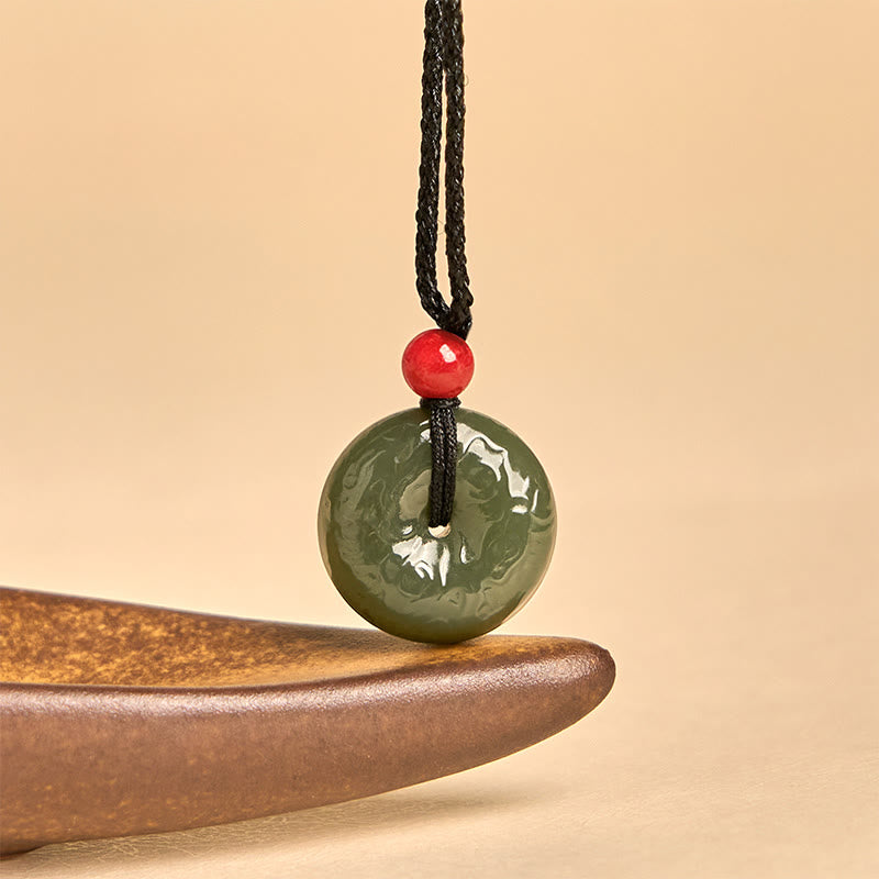 Kette Cyan Jade Buddha Anhänger Wolken Glück grüner Stein