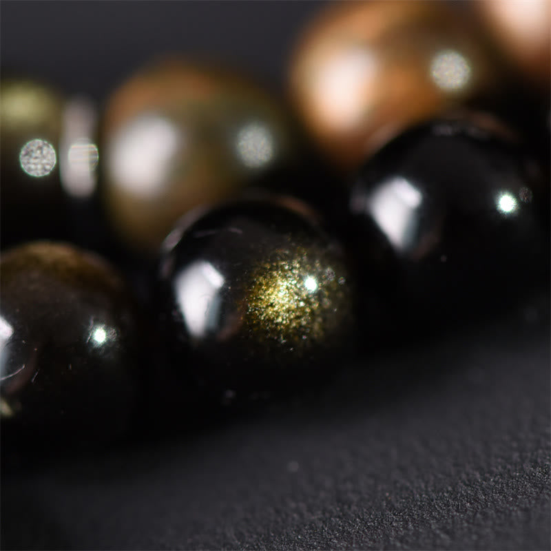 Schwarze Obsidian Perlen Armband Sandelholz Frieden Balance Schmuck