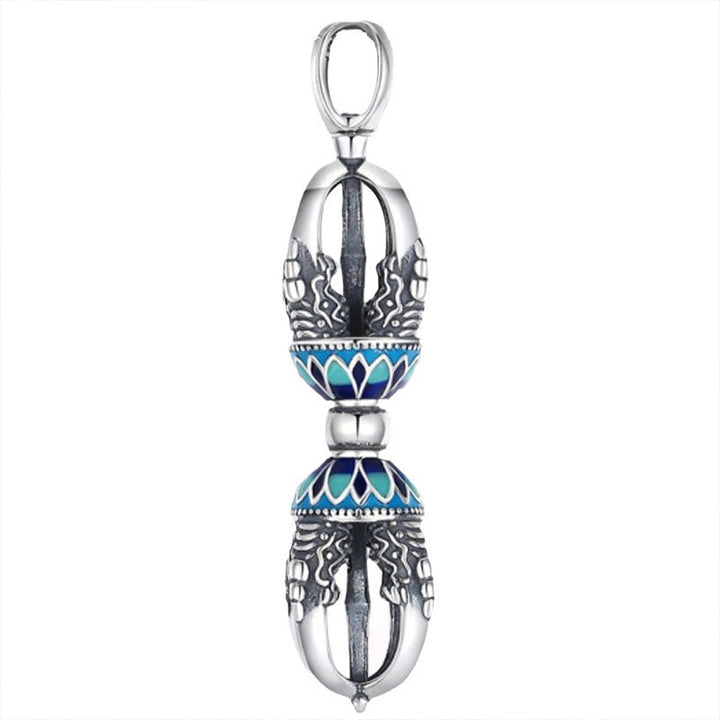 Kupfer Vajra Dorje Kette mit blauen Lotusblüten Tibet Anhänger