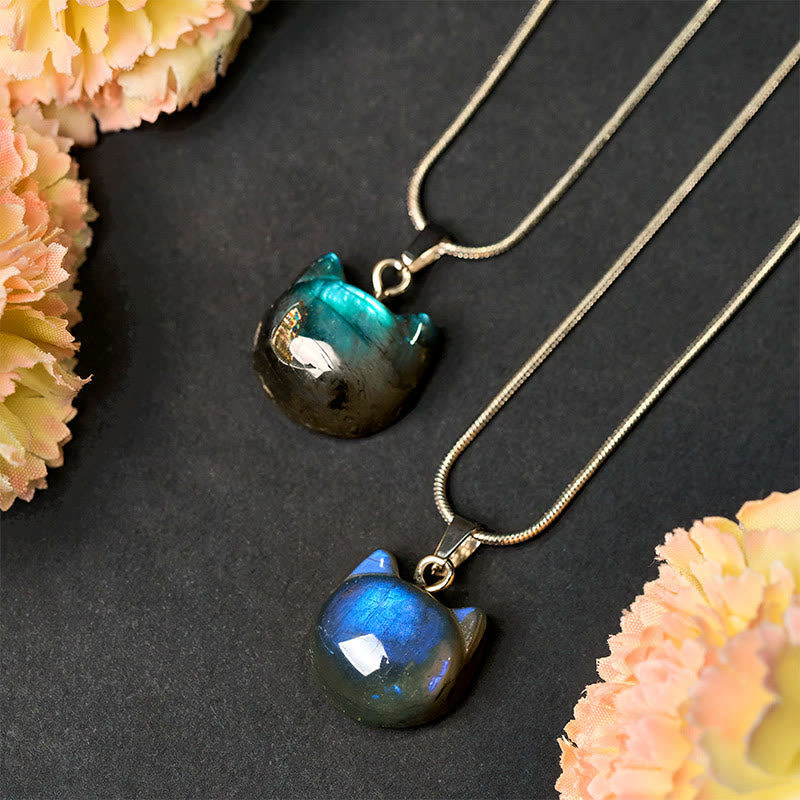 Zwei blaue Labradorit Kette Anhänger Naturstein Heilung