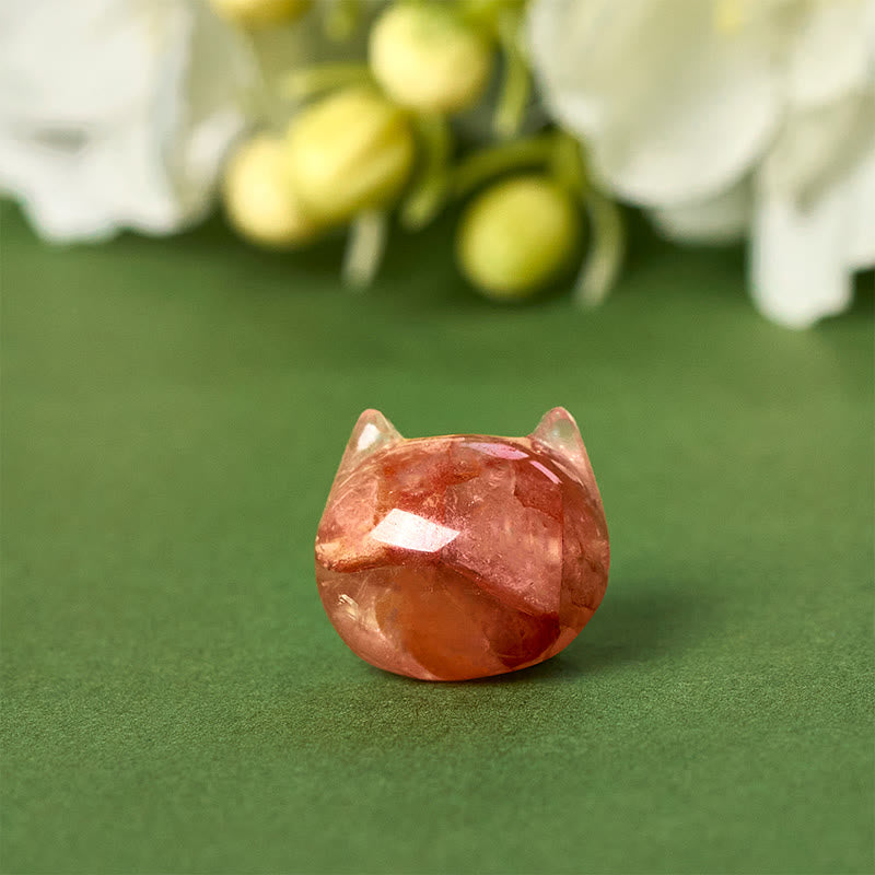 Rosenquarz Katzenkopf Anhänger 925er Silber Kette Naturstein Schutz