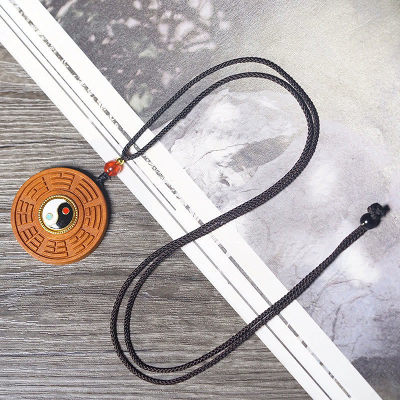 Jujubaholz Bagua Kette schwarze Schnur Yin Yang Glücksbringer